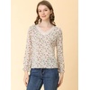 image:imageAllegra K Casual Blouse for Womens Lace Trim Ruffled Neck Long Sleeve Casual Chiffon Floral Top