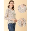 image:imageAllegra K Casual Blouse for Womens Lace Trim Ruffled Neck Long Sleeve Casual Chiffon Floral Top
