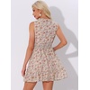 image:imageAllegra K Floral Dresses for Womens Sleeveless V Neck Sleeveless Smocked Waist Ruffle Mini Dress