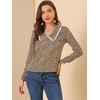 image:imageAllegra K Womens Casual Long Sleeve Career Vintage V Neck Floral Tops Blouse Shirt
