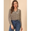image:imageAllegra K Womens Casual Long Sleeve Career Vintage V Neck Floral Tops Blouse Shirt