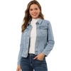 image:imageAllegra K Womens Denim Coat Jean Button Front Washed Vintage Jacket