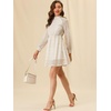 image:imageAllegra K Womens Elegant Long Sleeve Stand Collar High Waist Floral Lace Dress