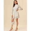 image:imageAllegra K Womens Elegant Long Sleeve Stand Collar High Waist Floral Lace Dress