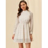 image:imageAllegra K Womens Elegant Long Sleeve Stand Collar High Waist Floral Lace Dress