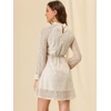 image:imageAllegra K Womens Elegant Long Sleeve Stand Collar High Waist Floral Lace Dress