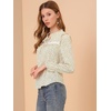 image:imageAllegra K Womens Floral Top Ruffle Tie Neck Chiffon Blouse