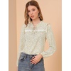 image:imageAllegra K Womens Floral Top Ruffle Tie Neck Chiffon Blouse
