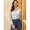 image:imageAllegra K Womens Lace Floral Blouse Square Neck Long Sleeve Button Down Top