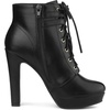 image:imageAllegra K Womens Lace Up Ankle Boots Block Heel  PlatformRound Toe Side Zipper Heel 4 89 Inches Party Halloween days Christmas Days Dating EveningBlack