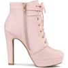 image:imageAllegra K Womens Lace Up Ankle Boots Block Heel  PlatformRound Toe Side Zipper Heel 4 89 Inches Party Halloween days Christmas Days Dating EveningPink