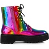 image:imageAllegra K Womens Platform Combat Boots Flat Heels  Colorful Round Toe Side Zipper Heel 1 79 Inches Party Halloween days Christmas Days Dating EveningColorful