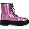 image:imageAllegra K Womens Platform Combat Boots Flat Heels  Colorful Round Toe Side Zipper Heel 1 79 Inches Party Halloween days Christmas Days Dating EveningPink