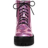 image:imageAllegra K Womens Platform Combat Boots Flat Heels  Colorful Round Toe Side Zipper Heel 1 79 Inches Party Halloween days Christmas Days Dating EveningPink