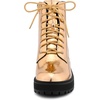 image:imageAllegra K Womens Platform Combat Boots Flat Heels  Colorful Round Toe Side Zipper Heel 1 79 Inches Party Halloween days Christmas Days Dating EveningRose Gold