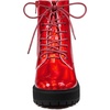 image:imageAllegra K Womens Platform Combat Boots Flat Heels  Colorful Round Toe Side Zipper Heel 1 79 Inches Party Halloween days Christmas Days Dating EveningRed