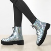 image:imageAllegra K Womens Platform Combat Boots Flat Heels  Colorful Round Toe Side Zipper Heel 1 79 Inches Party Halloween days Christmas Days Dating EveningSilver