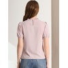 image:imageAllegra K Womens Ruffle Frilled Crochet Lace Panel Mock Neck Short Sleeve Shirt Blouse
