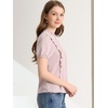 image:imageAllegra K Womens Ruffle Frilled Crochet Lace Panel Mock Neck Short Sleeve Shirt Blouse