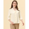 image:imageAllegra K Womens V Neck 34 Sleeves Collared Work Office Top Blouse