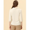 image:imageAllegra K Womens V Neck 34 Sleeves Collared Work Office Top Blouse