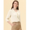image:imageAllegra K Womens V Neck 34 Sleeves Collared Work Office Top Blouse