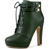 image:imageAllegra K Womens Lace Up Ankle Boots Block Heel  PlatformRound Toe Side Zipper Heel 4 89 Inches Party Halloween days Christmas Days Dating EveningDark Green