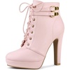 image:imageAllegra K Womens Lace Up Ankle Boots Block Heel  PlatformRound Toe Side Zipper Heel 4 89 Inches Party Halloween days Christmas Days Dating EveningPink
