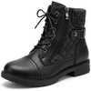 image:imageAllegra K Womens Laceup Ankle Boots Side Zipper Buckle Block Heel Combat BootsBlack