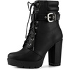 image:imageAllegra K Womens Platform Ankle Boots Lace Up Block Heels Combat Boots  Lace Up Buckle Zipper Heel 3 78 Inches Party Halloween days Christmas Days Dating EveningBlack