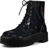 image:imageAllegra K Womens Platform Combat Boots Flat Heels  Colorful Round Toe Side Zipper Heel 1 79 Inches Party Halloween days Christmas Days Dating EveningBlack