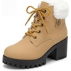 image:imageAllegra K Womens Slipon Ankle Boots Laceup Warm Block Heel Snow BootsYellow