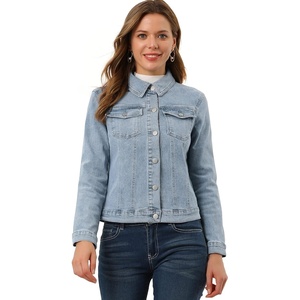 image:imageAllegra K Womens Denim Coat Jean Button Front Washed Vintage Jacket