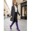 image:imageAllegra K Womens Buckle Pointed Toe Stiletto Heel Knee High BootsPurple