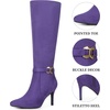 image:imageAllegra K Womens Buckle Pointed Toe Stiletto Heel Knee High BootsPurple