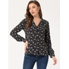 image:imageAllegra K Womens Valentine Top 1950s Vintage Long Sleeve Printed Button Down TopsBlack Floral