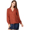 image:imageAllegra K Womens Valentine Top 1950s Vintage Long Sleeve Printed Button Down TopsBrown Red