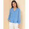 image:imageAllegra K Womens Valentine Top 1950s Vintage Long Sleeve Printed Button Down TopsLight Blue Heart