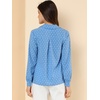 image:imageAllegra K Womens Valentine Top 1950s Vintage Long Sleeve Printed Button Down TopsLight Blue Heart