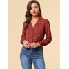 image:imageAllegra K Womens Valentine Top 1950s Vintage Long Sleeve Printed Button Down TopsRed Dot