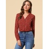 image:imageAllegra K Womens Valentine Top 1950s Vintage Long Sleeve Printed Button Down TopsRed Dot