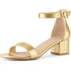 image:imageAllegra K Womens Open Toe Low Block Heel Ankle Strap Gold Sandals 6 M US