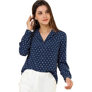 image:imageAllegra K Womens Valentine Top 1950s Vintage Long Sleeve Printed Button Down TopsDark Blue Heart