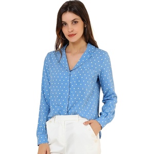 image:imageAllegra K Womens Valentine Top 1950s Vintage Long Sleeve Printed Button Down TopsLight Blue Heart