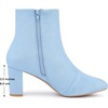 image:imageAllegra K Womens Chunky Heels Zipper Ankle Boots  Round Toe Wide Calf Heel 3 Inches Party Halloween days Christmas Days Dating EveningSky Blue