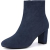 image:imageAllegra K Womens Chunky Heels Zipper Ankle Boots  Round Toe Wide Calf Heel 3 Inches Party Halloween days Christmas Days Dating EveningNavy Blue