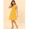 image:imageAllegra K Womens Cap Sleeve Cotton Shirtdress Work Collar Midi Button Down DressYellow