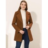 image:imageAllegra K Womens Elegant Overcoat Notched Shawl Collar Single Breasted Outerwear Winter Long CoatDark Brown
