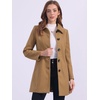 image:imageAllegra K Womens Single Breasted Pea Coats Peter Pan Collar Warm Winter Outwear Casual Work Office OvercoatDark Camel