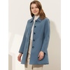 image:imageAllegra K Womens Single Breasted Pea Coats Peter Pan Collar Warm Winter Outwear Casual Work Office OvercoatGrey Blue